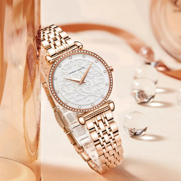 Elegant Stainless Steel Quartz Watches Fashionable Luxury Zircon Diamonds Japanese Movement Precision Ladies Watches